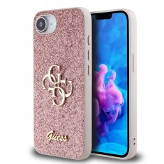 Guess Zadní kryt PU Fixed Glitter 4G Metal Logo pro iPhone 16e Pink