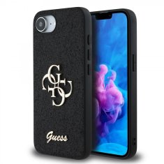 Guess Zadní kryt PU Fixed Glitter 4G Metal Logo pro iPhone 16e Black