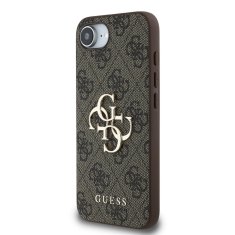 Guess Zadní kryt PU 4G Metal Logo pro iPhone 16e Brown