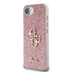 Guess Zadní kryt PU Fixed Glitter 4G Metal Logo pro iPhone 16e Pink