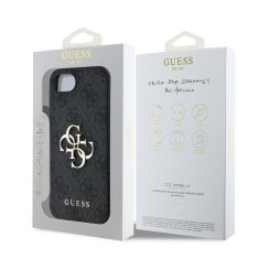 Guess Zadní kryt PU 4G Metal Logo pro iPhone 16e Grey