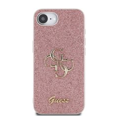 Guess Zadní kryt PU Fixed Glitter 4G Metal Logo pro iPhone 16e Pink