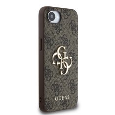 Guess Zadní kryt PU 4G Metal Logo pro iPhone 16e Brown