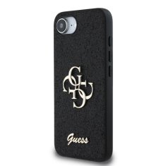 Guess Zadní kryt PU Fixed Glitter 4G Metal Logo pro iPhone 16e Black