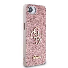 Guess Zadní kryt PU Fixed Glitter 4G Metal Logo pro iPhone 16e Pink