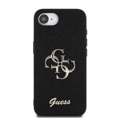 Guess Zadní kryt PU Fixed Glitter 4G Metal Logo pro iPhone 16e Black