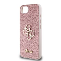 Guess Zadní kryt PU Fixed Glitter 4G Metal Logo pro iPhone 16e Pink