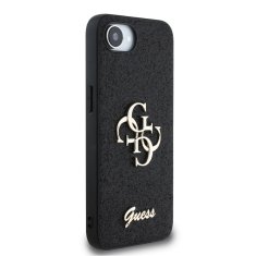 Guess Zadní kryt PU Fixed Glitter 4G Metal Logo pro iPhone 16e Black