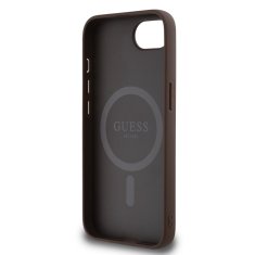 Guess Zadní kryt PU Leather 4G Colored Ring MagSafe pro iPhone 16e Brown