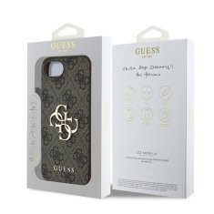 Guess Zadní kryt PU 4G Metal Logo pro iPhone 16e Brown