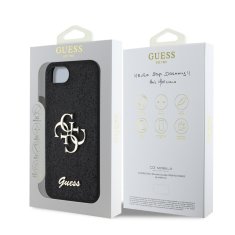 Guess Zadní kryt PU Fixed Glitter 4G Metal Logo pro iPhone 16e Black