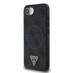 Guess Zadní kryt PU 4G Strass Triangle Metal Logo pro iPhone 16e Black