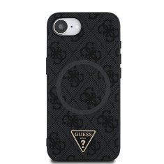 Guess Zadní kryt PU 4G Strass Triangle Metal Logo pro iPhone 16e Black