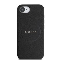 Guess Zadní kryt PU Grained Classic Logo MagSafe pro iPhone 16e Black