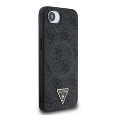 Guess Zadní kryt PU 4G Strass Triangle Metal Logo pro iPhone 16e Black