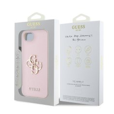 Guess Zadní kryt PU Grained 4G Metal Logo pro iPhone 16e Pink