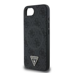 Guess Zadní kryt PU 4G Strass Triangle Metal Logo pro iPhone 16e Black