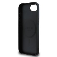 Guess Zadní kryt PU Grained Classic Logo MagSafe pro iPhone 16e Black