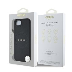 Guess Zadní kryt PU Grained Classic Logo MagSafe pro iPhone 16e Black