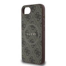 Guess Zadní kryt PU Leather 4G Colored Ring MagSafe pro iPhone 16e Brown