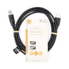 Nedis propojovací kabel USB 2.0 zástrčka USB A - zástrčka USB A, 2 m, černá (CCGL60000BK20)