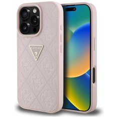 Guess Originální zadní kryt Hot Stamp 4G Pattern Triangle Metal Logo pro iPhone 16 Pro Max pink