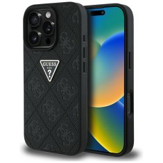 Guess Originální zadní kryt Hot Stamp 4G Pattern Triangle Metal Logo pro iPhone 16 Pro Max černý