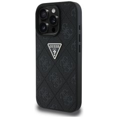 Guess Originální zadní kryt Hot Stamp 4G Pattern Triangle Metal Logo pro iPhone 16 Pro Max černý