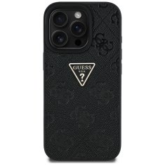 Guess Originální zadní kryt Hot Stamp 4G Pattern Triangle Metal Logo pro iPhone 16 Pro Max černý