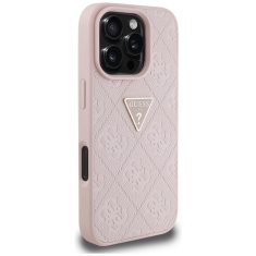 Guess Originální zadní kryt Hot Stamp 4G Pattern Triangle Metal Logo pro iPhone 16 Pro Max pink