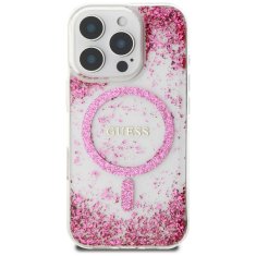 Guess Originální zadní kryt HC Resin Bottom Glitter Magsafe pro iPhone 16 Pro Max pink