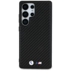 Bmw Originální zadní kryt Leather Carbon MagSafe pro Samsung Galaxy S25 Ultra černý