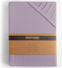 DecoKing Bavlněné jersey prostěradlo s gumou Amber fialové, velikost 80-90x200+30