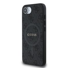 Guess Zadní kryt PU Leather 4G Colored Ring MagSafe pro iPhone 16e Black