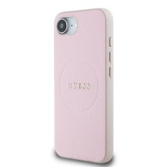 Guess Zadní kryt PU Grained Classic Logo MagSafe pro iPhone 16e Pink