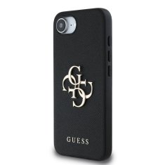 Guess Zadní kryt PU Grained 4G Metal Logo pro iPhone 16e Black