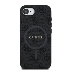 Guess Zadní kryt PU Leather 4G Colored Ring MagSafe pro iPhone 16e Black