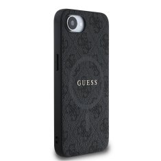 Guess Zadní kryt PU Leather 4G Colored Ring MagSafe pro iPhone 16e Black