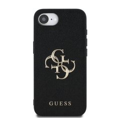 Guess Zadní kryt PU Grained 4G Metal Logo pro iPhone 16e Black