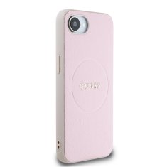 Guess Zadní kryt PU Grained Classic Logo MagSafe pro iPhone 16e Pink