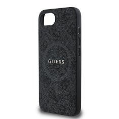 Guess Zadní kryt PU Leather 4G Colored Ring MagSafe pro iPhone 16e Black