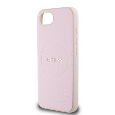 Guess Zadní kryt PU Grained Classic Logo MagSafe pro iPhone 16e Pink