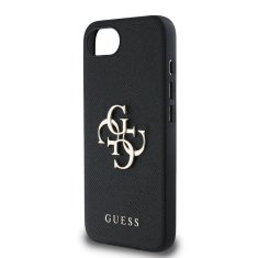 Guess Zadní kryt PU Grained 4G Metal Logo pro iPhone 16e Black