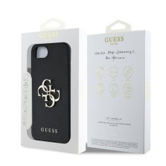 Guess Zadní kryt PU Grained 4G Metal Logo pro iPhone 16e Black