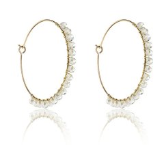 Marc Malone Fashion pozlacené kruhy Naomi White Earrings MCE23029G