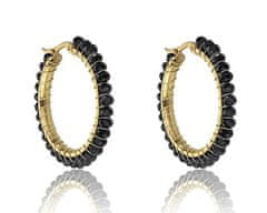 Marc Malone Stylové pozlacené kruhy Elena Black Earrings MCE23028G