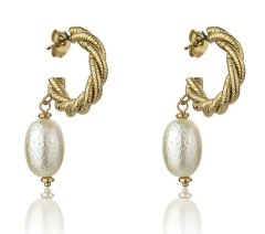 Marc Malone Pozlacené náušnice s umělou perlou Grace White Earrings MCE23005G