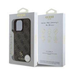 Guess Zadní kryt PU 4G Small Metal Logo MagSafe pro iPhone 16 Pro Max Brown