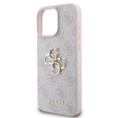 Guess Originální zadní kryt PU 4G Metal Logo pro iPhone 16 Pro Max Pink