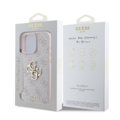 Guess Originální zadní kryt PU 4G Metal Logo pro iPhone 16 Pro Max Pink